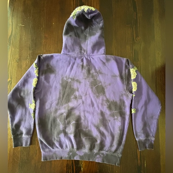 Civil Regime | White Roses Hoodie‎ | Tie Dye Rose Appliqué Sweatshirt | Small - Picture 4 of 7